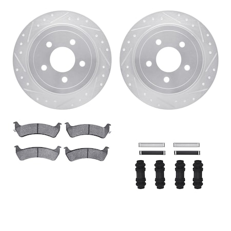 7212-99180, Rotors-Drilled And Slotted-Silver W/ Heavy Duty Brake Pads Incl. Hardware, Zinc Coated